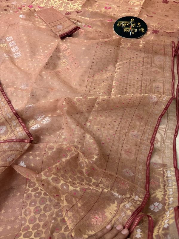 Peanut Butter Brown Halfsilk Jamdani