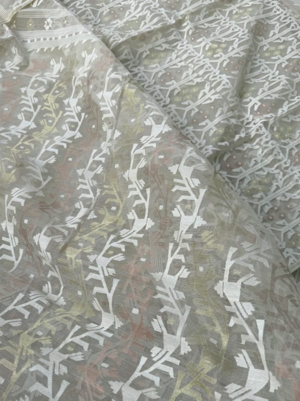 Off White Techri Halfsilk Jamdani