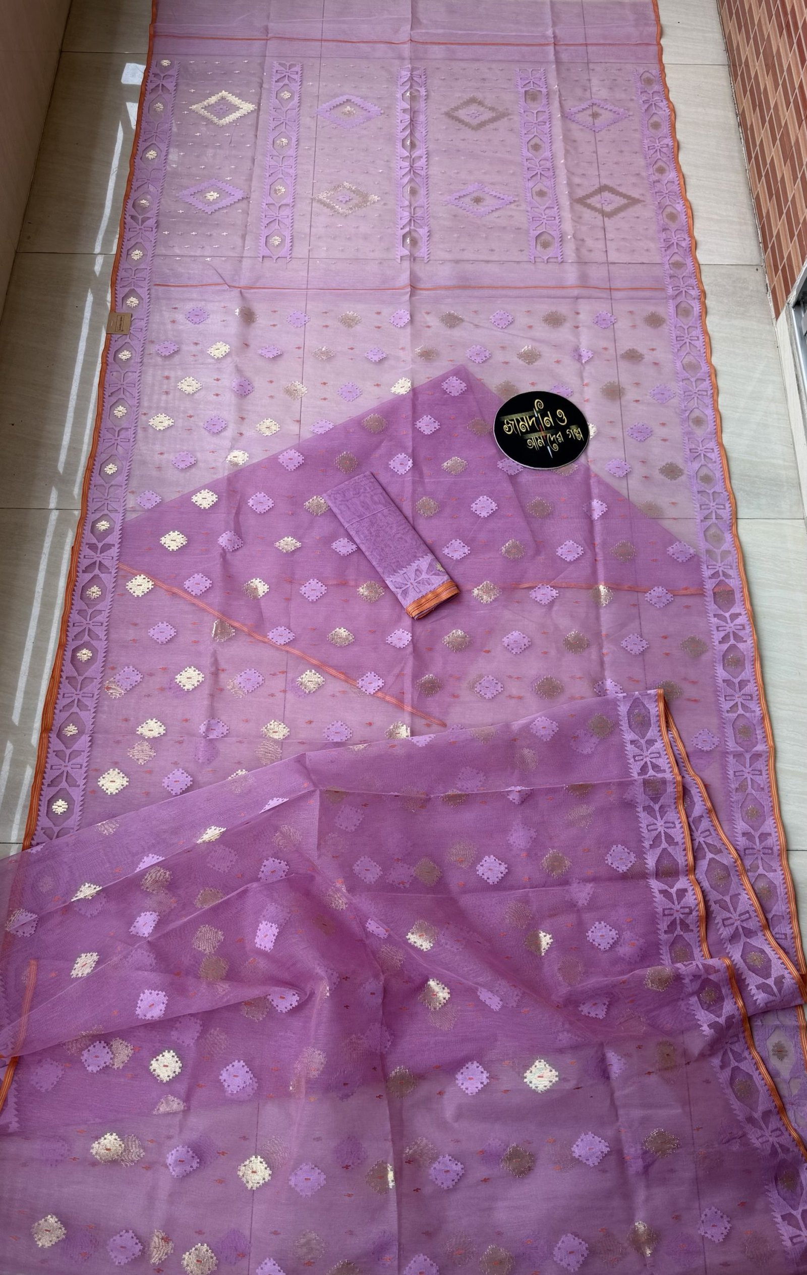 Onion Color Halfsilk Jamdani - Image 8