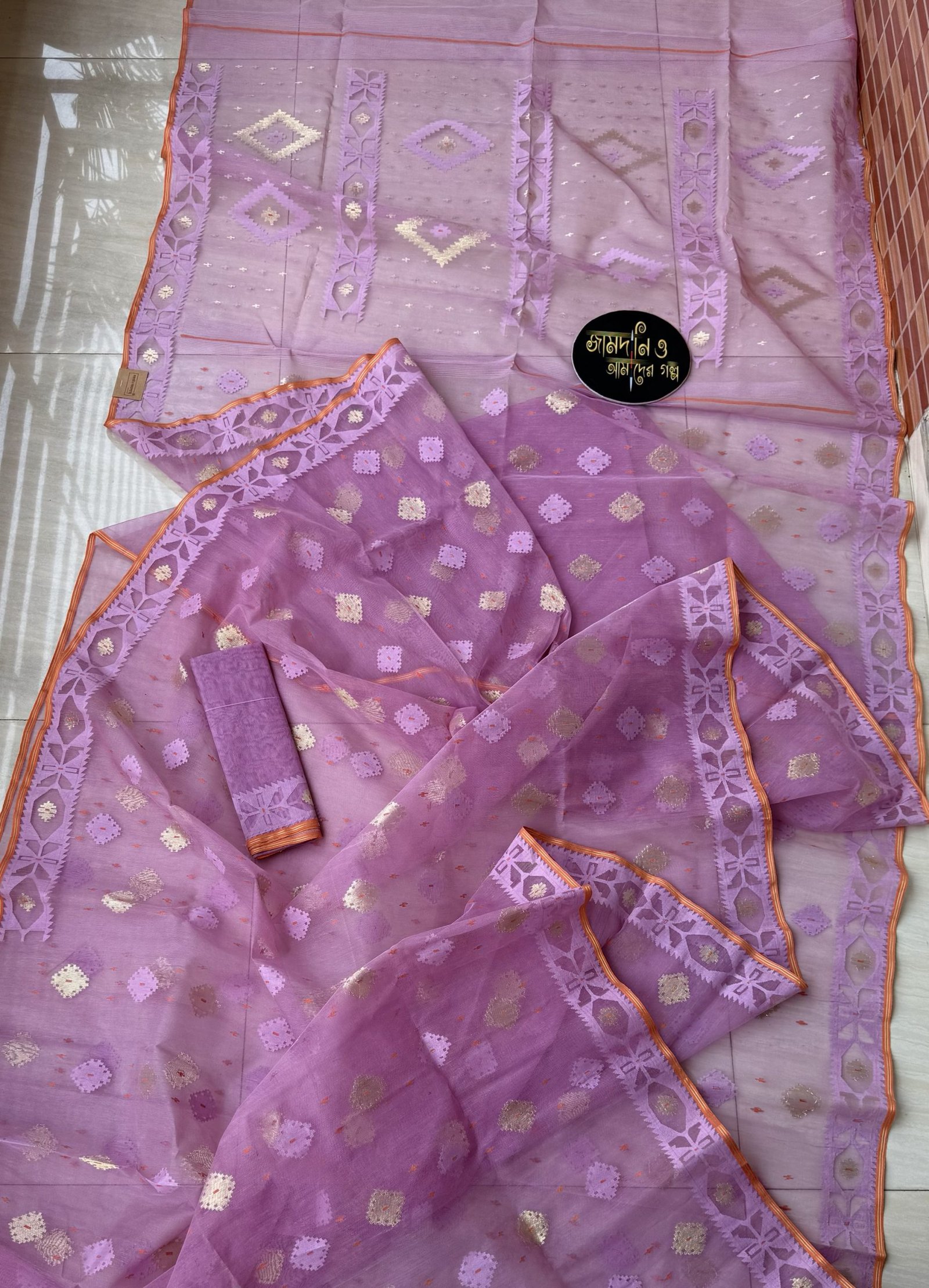 Onion Color Halfsilk Jamdani - Image 2