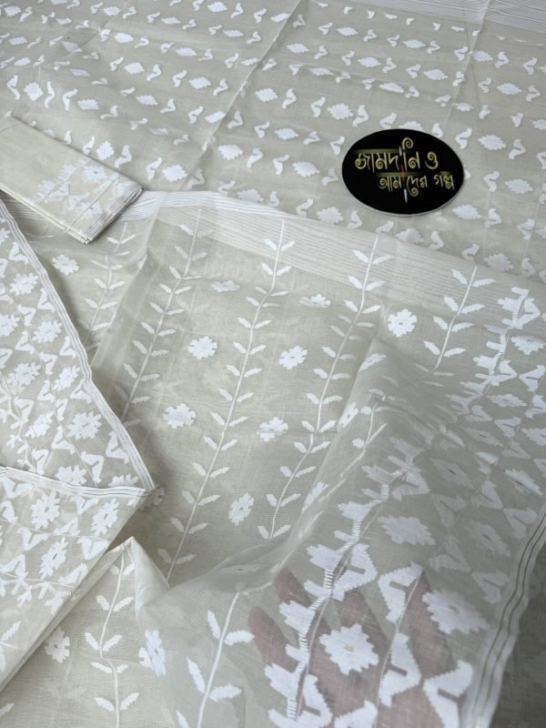 Roktokorobi Off White Cotton Jamdani