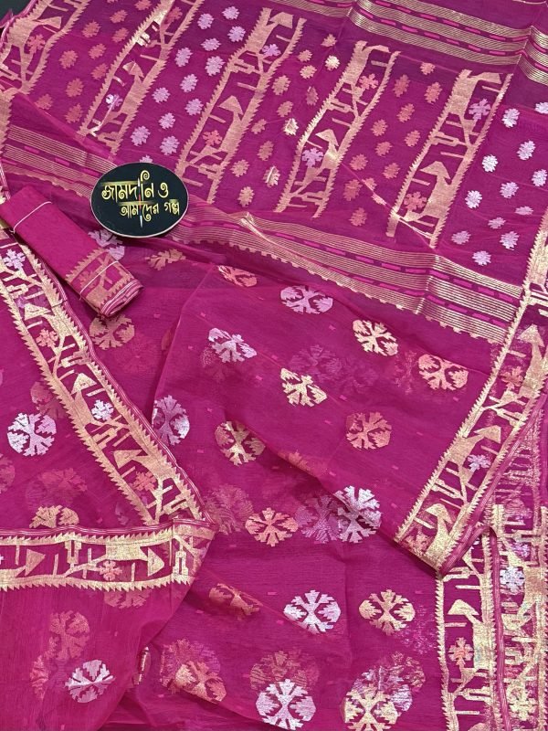 Magenta Jori Work Halfsilk Jamdani