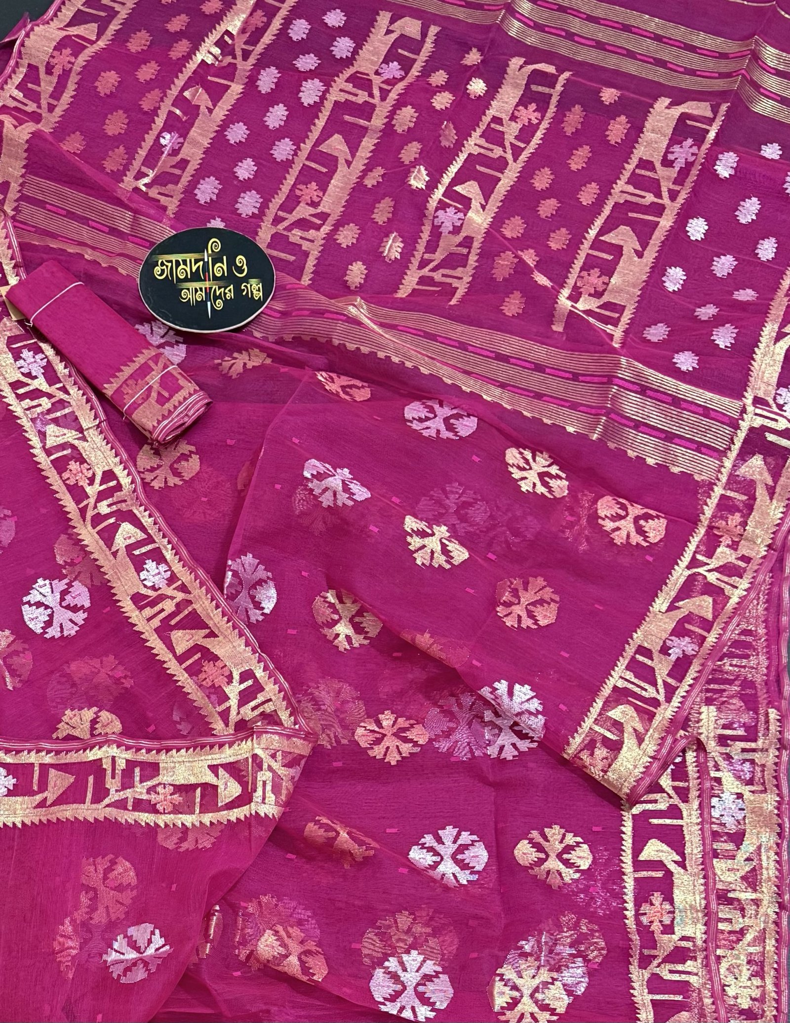 Magenta Jori Work Halfsilk Jamdani