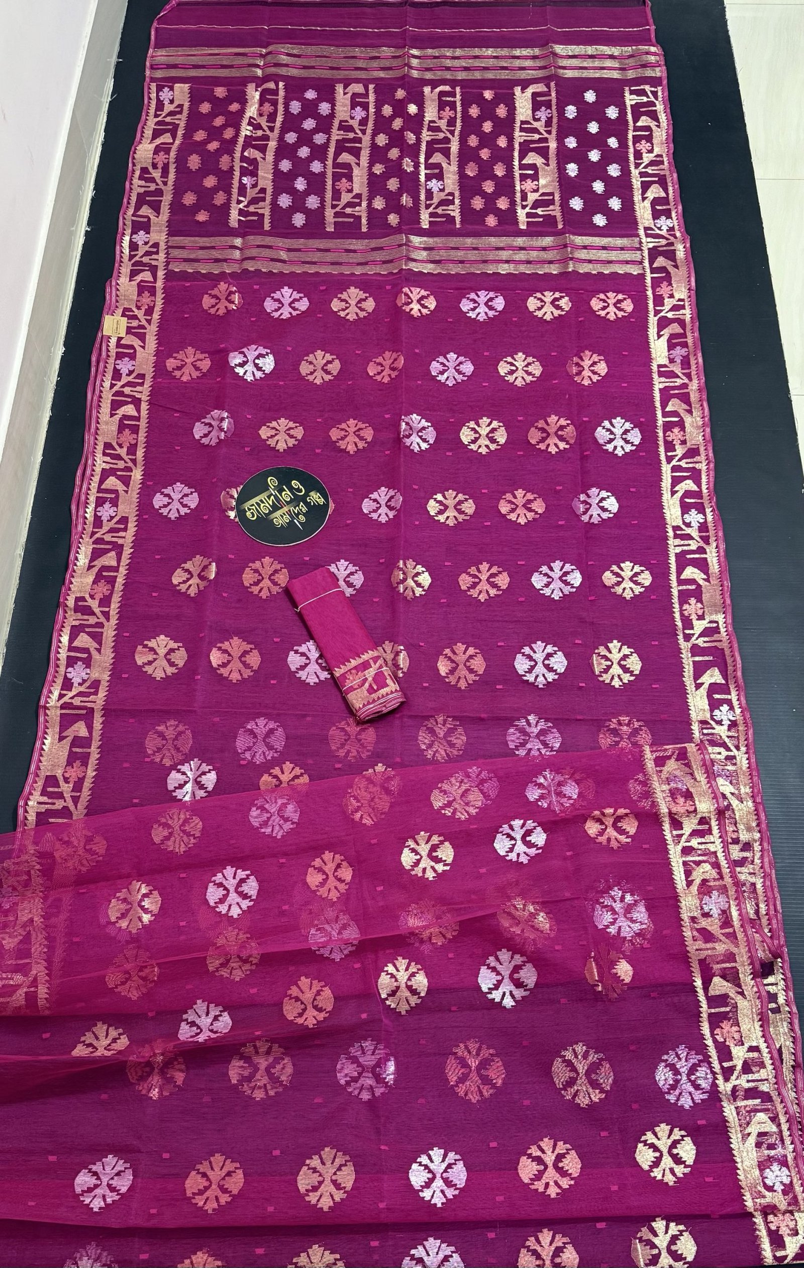 Magenta Jori Work Halfsilk Jamdani - Image 11