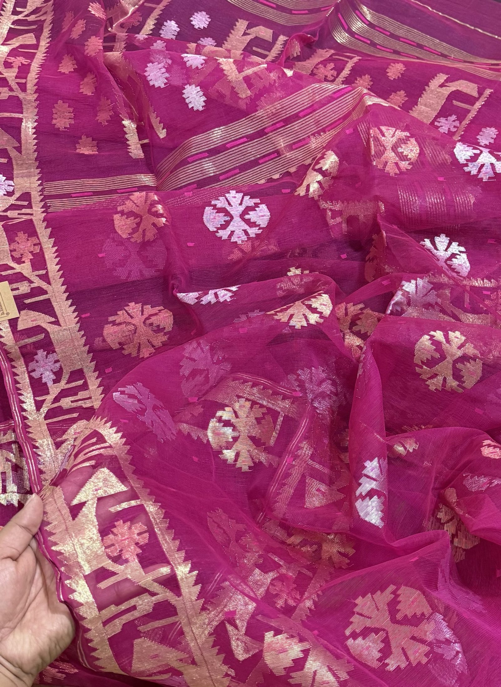 Magenta Jori Work Halfsilk Jamdani - Image 7