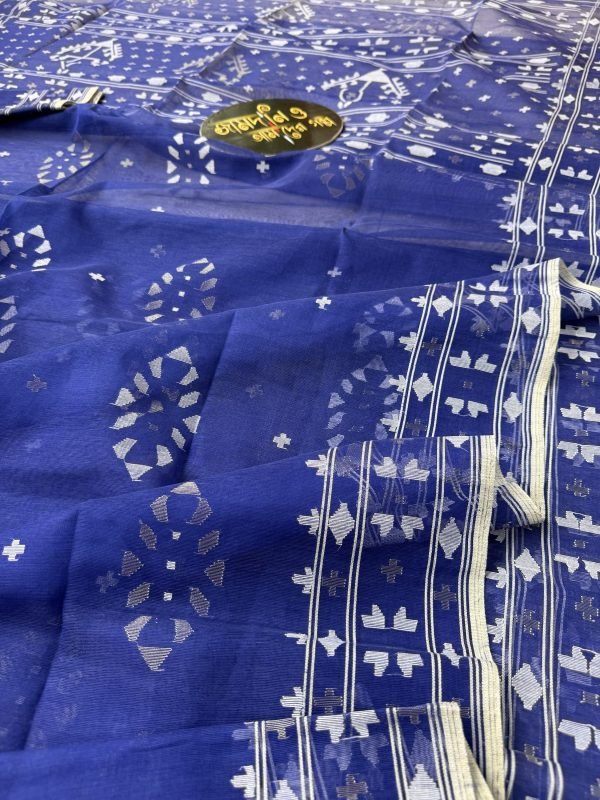 Deep Royal Blue Halfsilk Jamdani