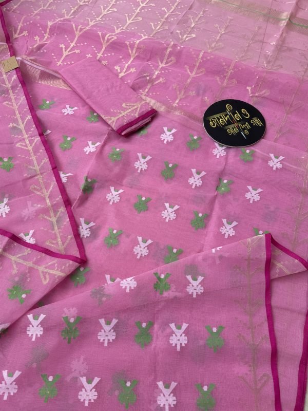 Bubblegum Pink Cotton Jamdani