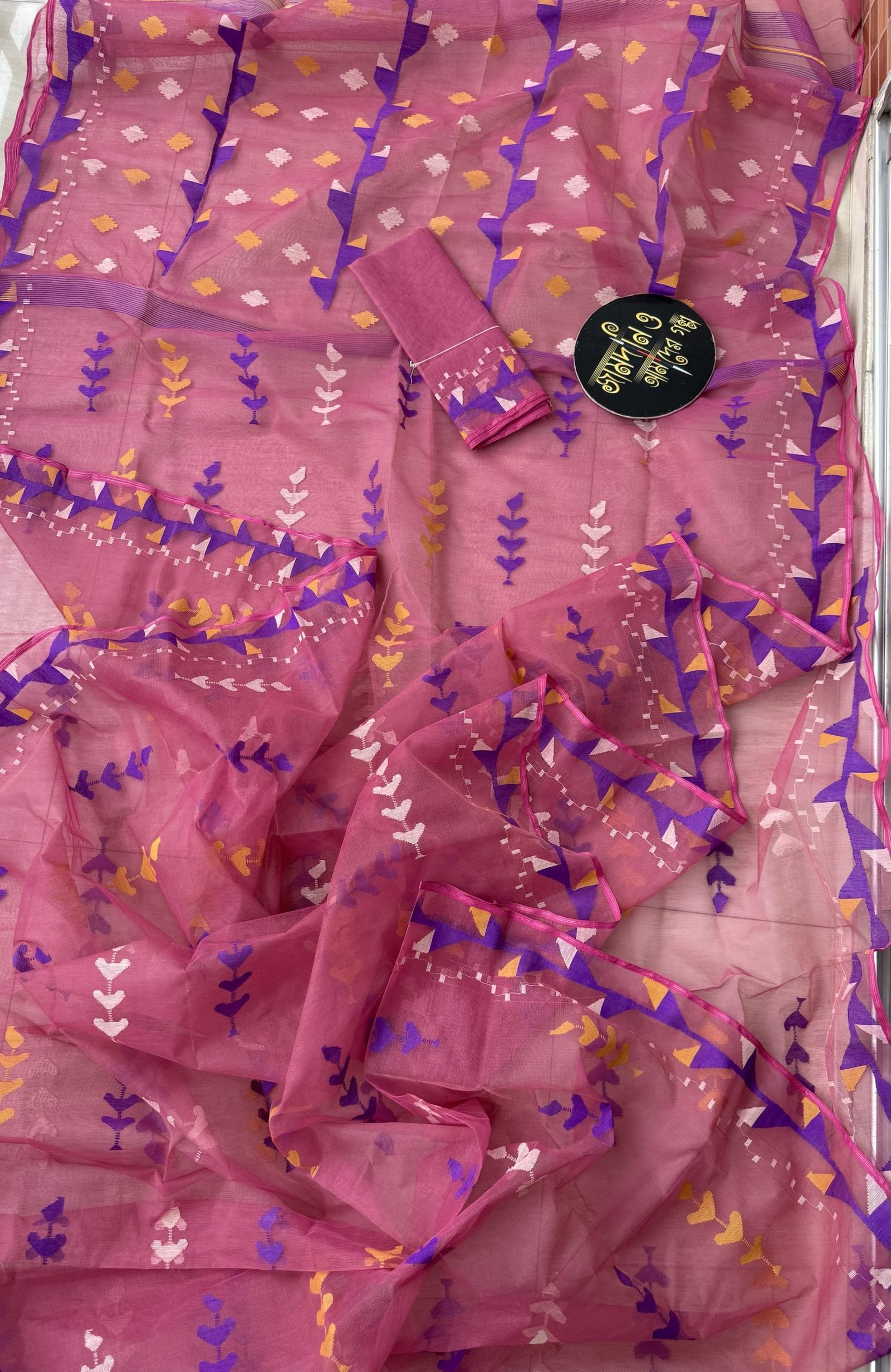 Light Grape/ Mauve Halfsilk Jamdani - Image 2