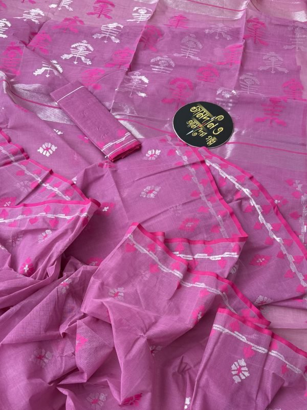 Onion Pink Cotton Jamdani