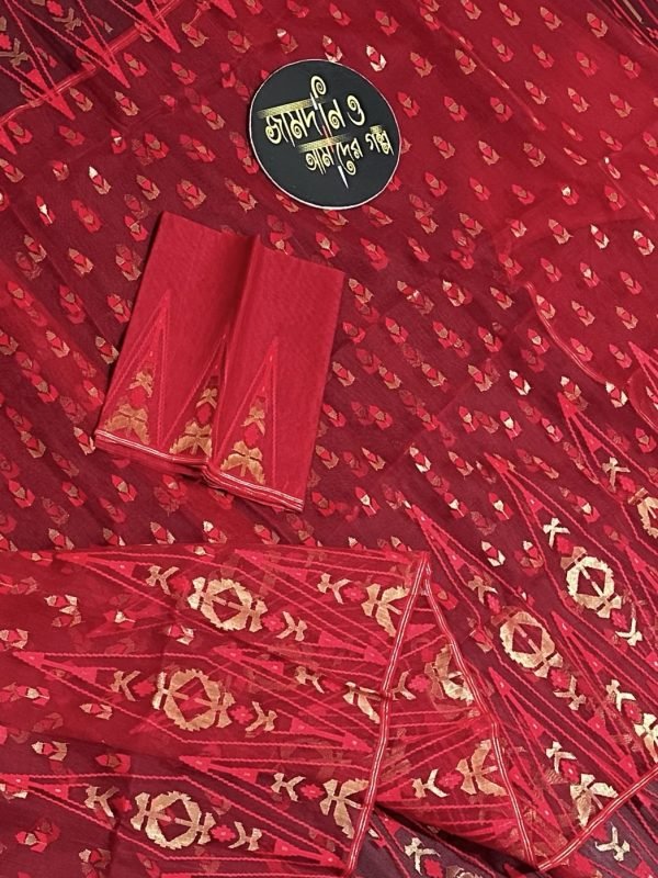 Red Bridal Halfsilk Jamdani