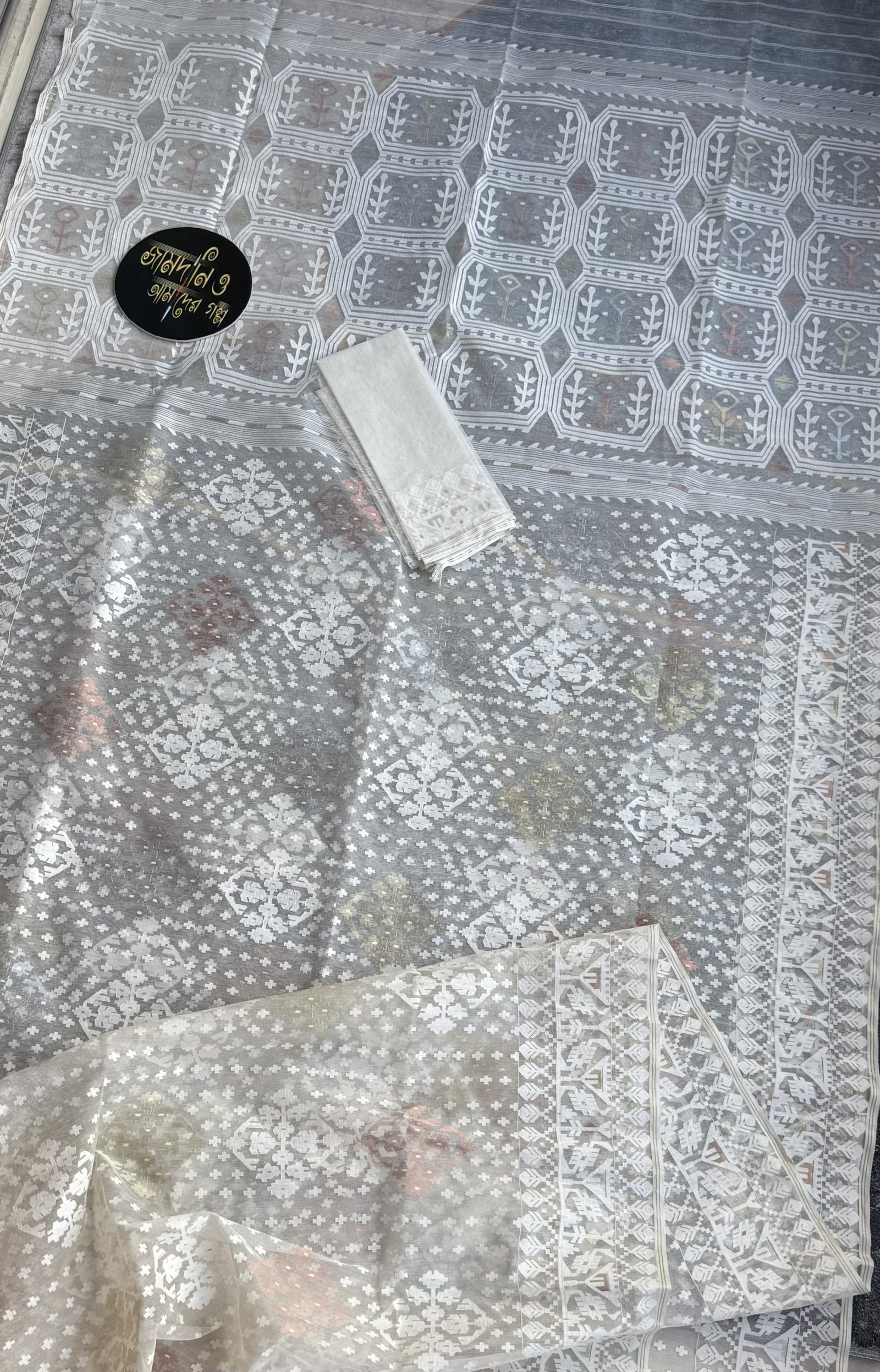 Off White Halfsilk Jamdani - Image 7