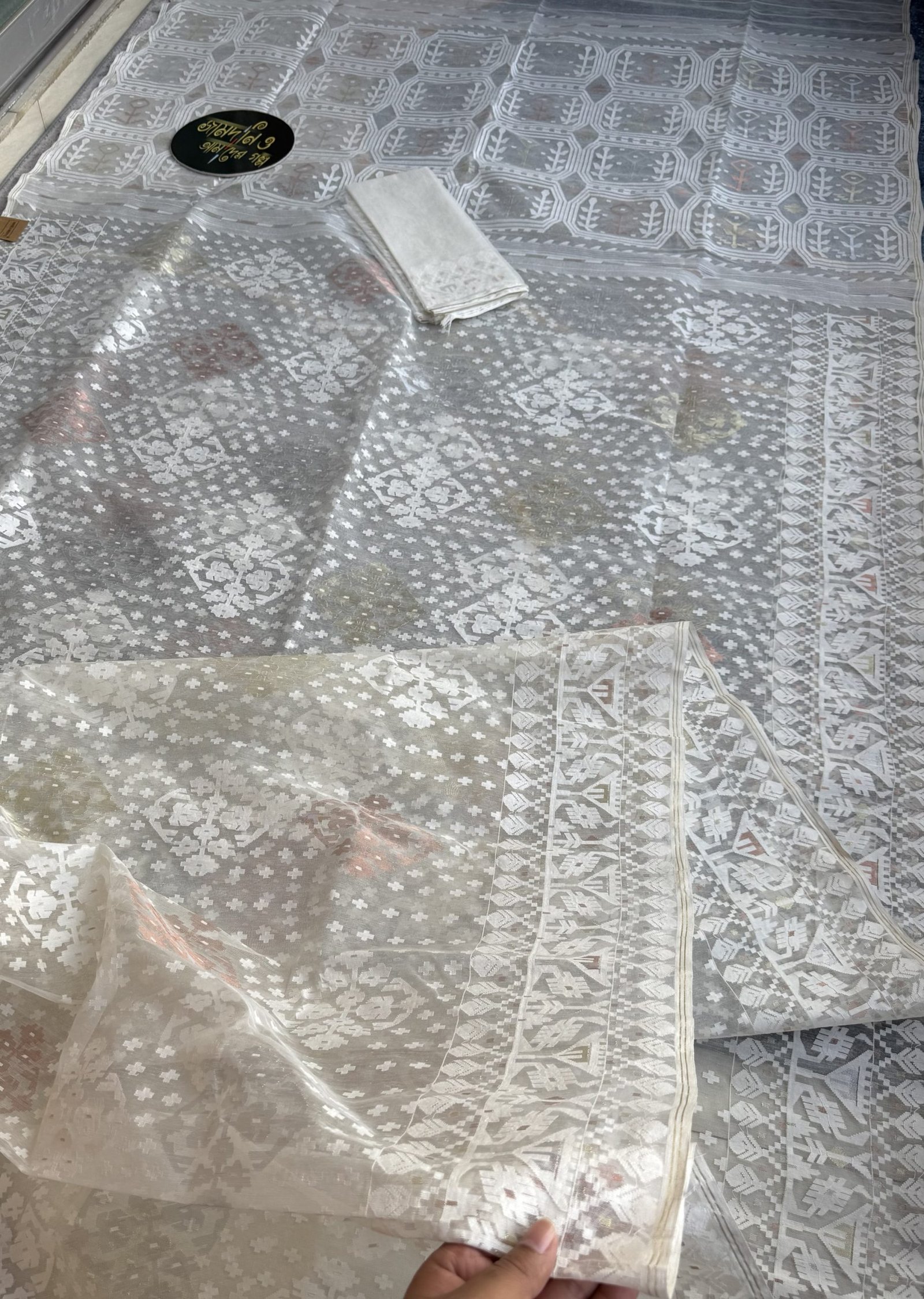 Off White Halfsilk Jamdani - Image 6