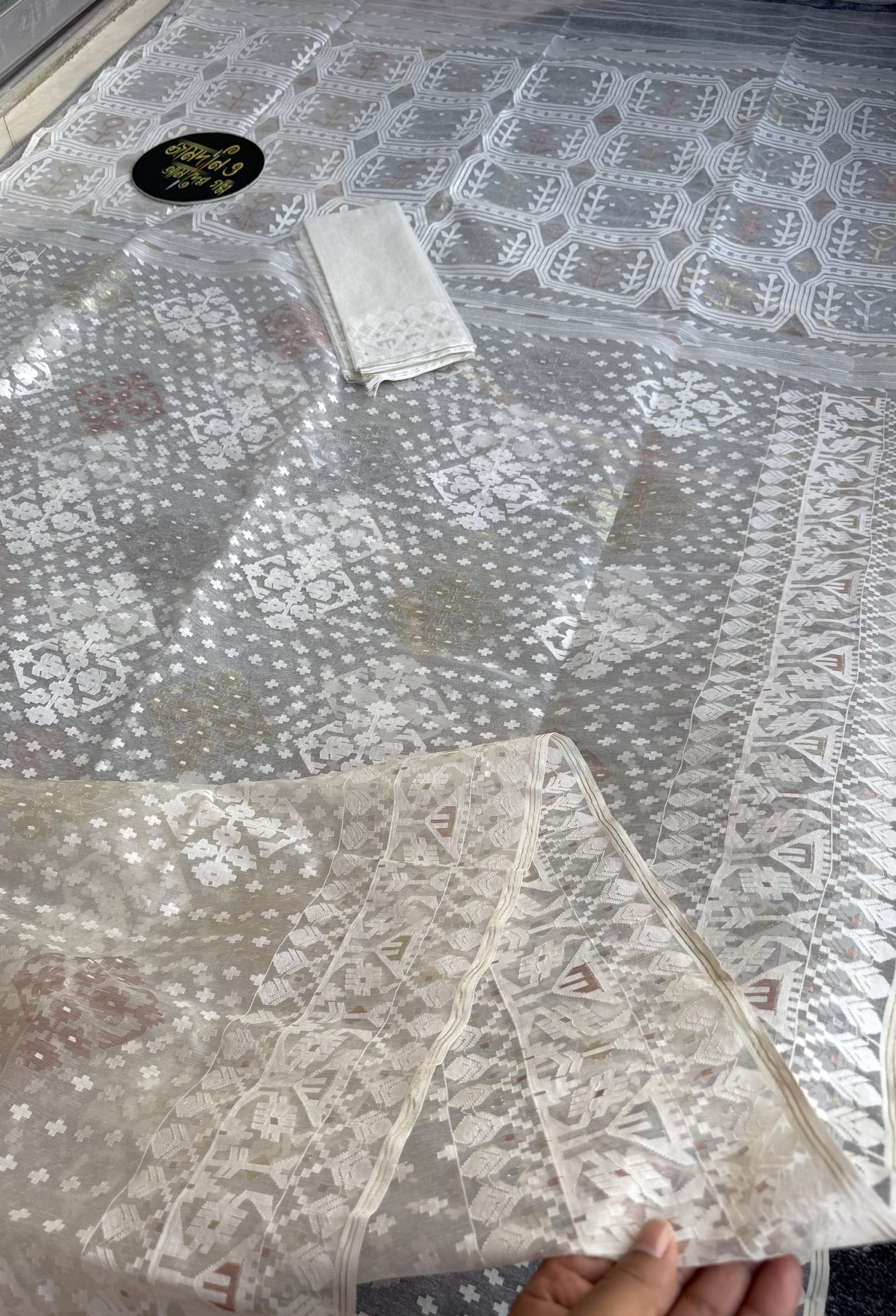 Off White Halfsilk Jamdani - Image 2