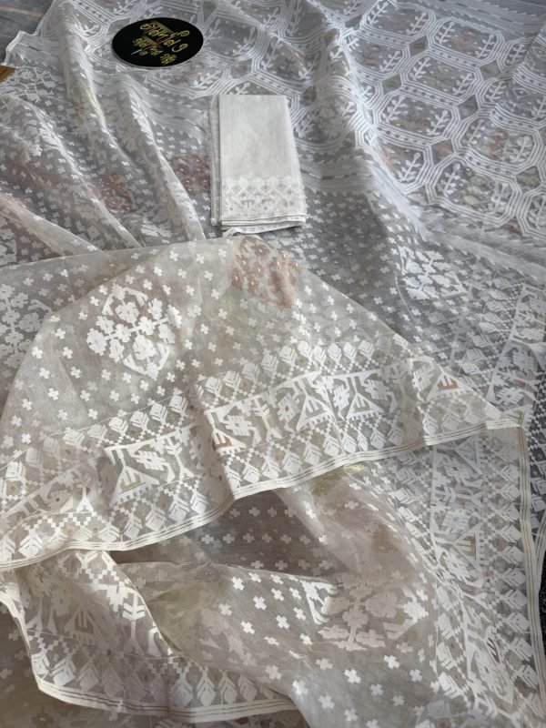 Off White Halfsilk Jamdani
