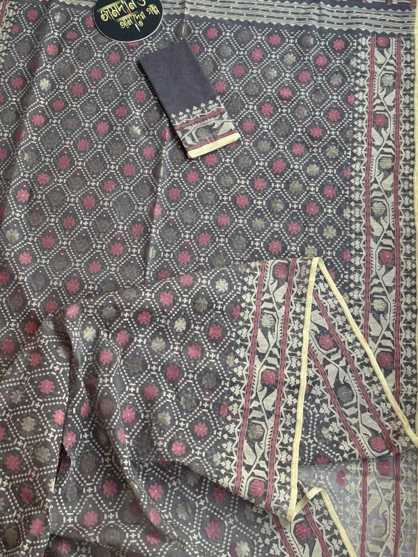 Kalche Coffee Cotton Jamdani