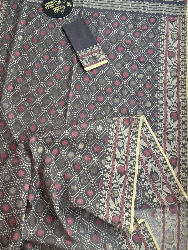 Kalche Coffee Cotton Jamdani