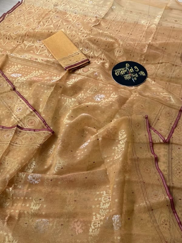 Jamdani Saree Halfsilk Golden