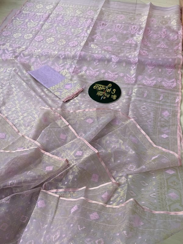Jamdani Saree Halfsilk Light Lavender : Orchid Mist