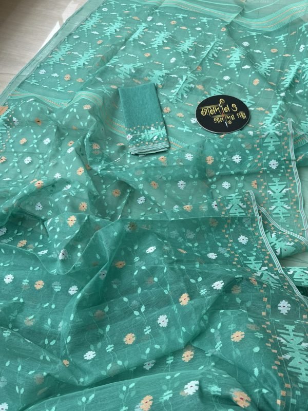 Ocean Green Halfsilk Jamdani