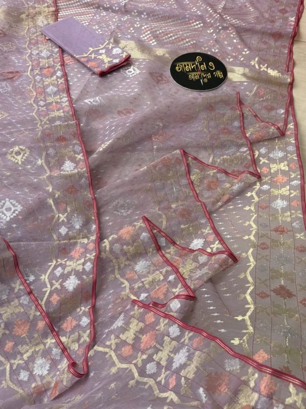 Jamdani Saree Halfsilk Light Lilac