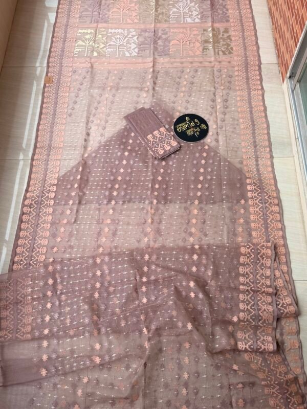 Jamdani Saree Halfsilk Nude Mauve.