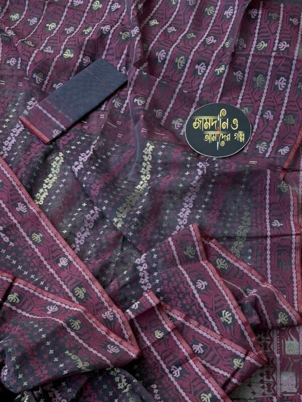 Jamdani Saree Cotton Charcoal Black.