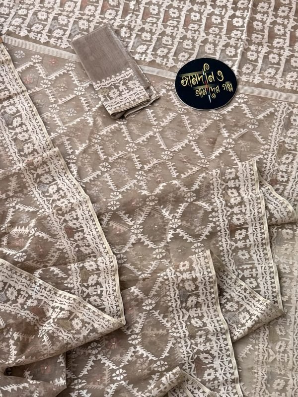 Jamdani Saree Halfsilk Taupe