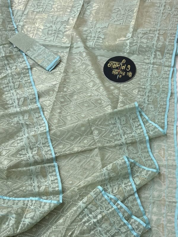 Jamdani Saree Halfsilk Pastel Mint