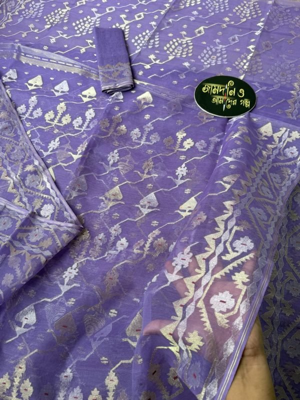Jamdani Saree Halfsilk Lavender