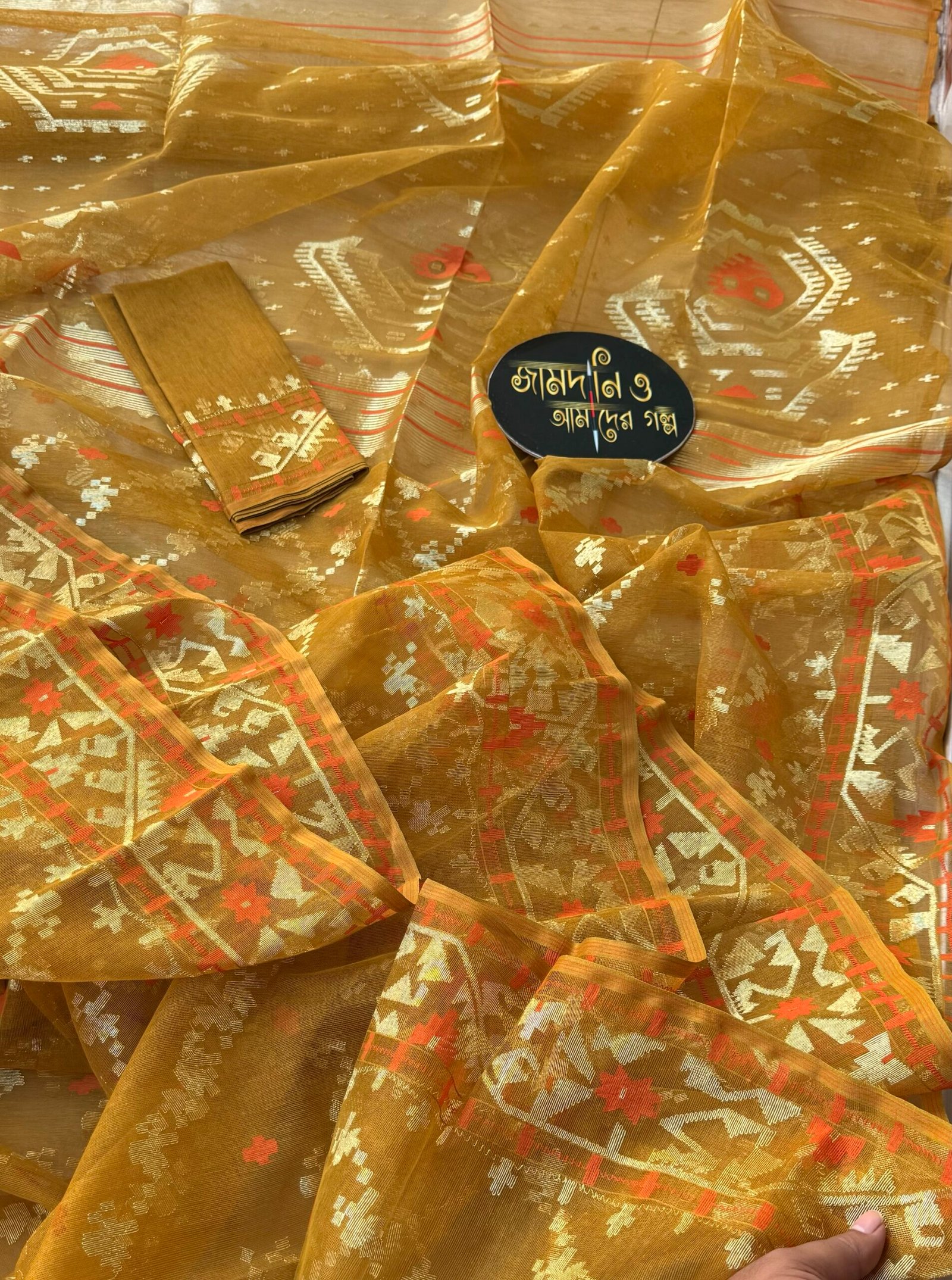 Jamdani Saree Halfsilk Mustard