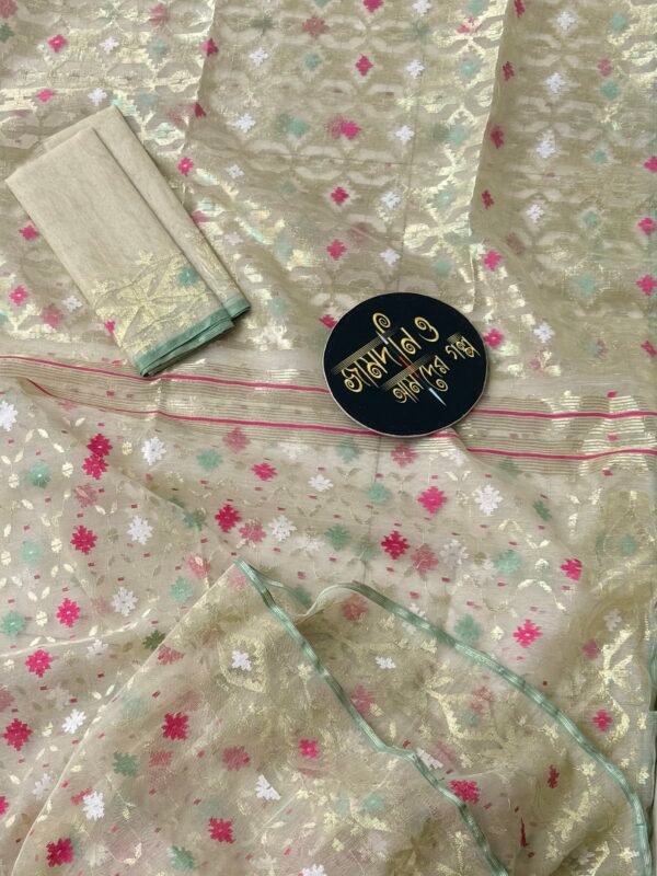 Jamdani Saree Halfsilk Ivory Color