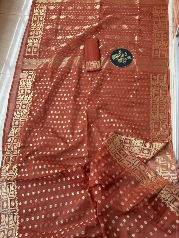 Jamdani Saree Gutphoola Brown chocolate color