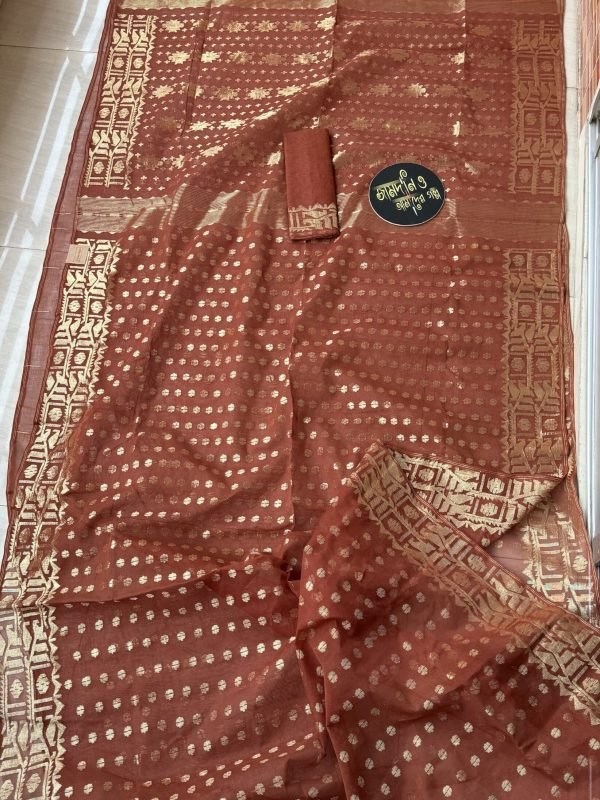 Jamdani Saree Gutphoola Brown chocolate color