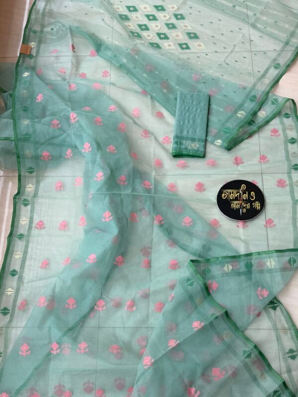 Jamdani Saree Halfsilk Mint Blue