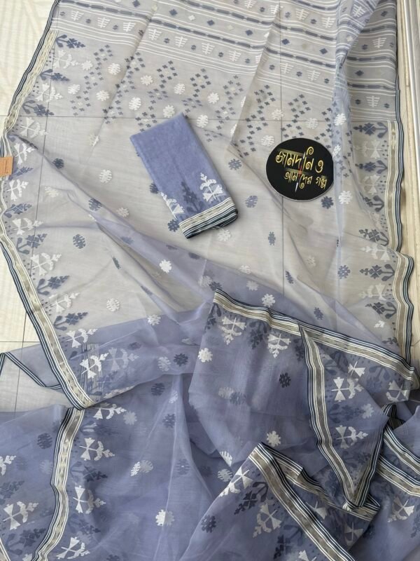 Jamdani Saree Halfsilk Ice Blue