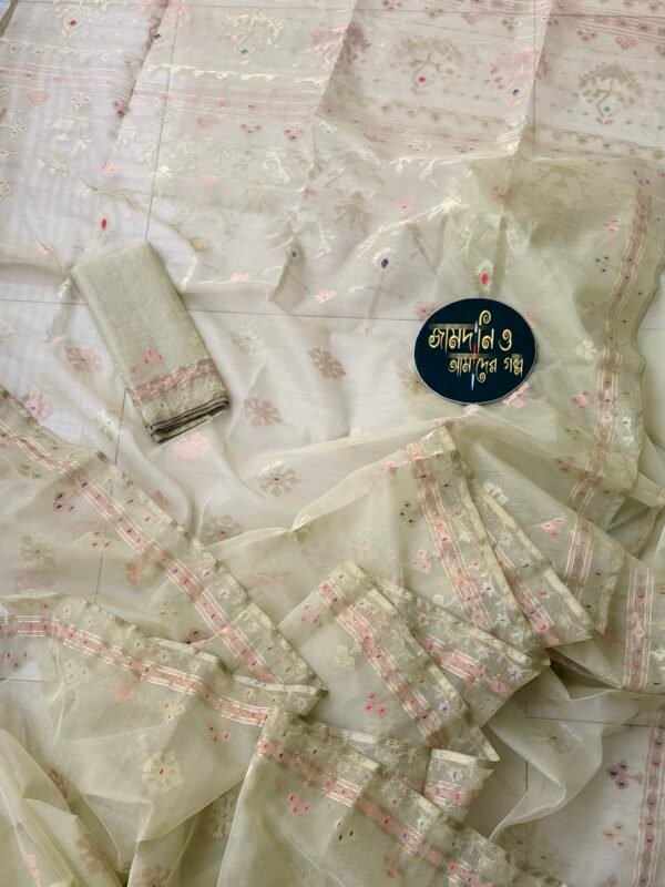 Jamdani Saree Halfsilk Ivory Color