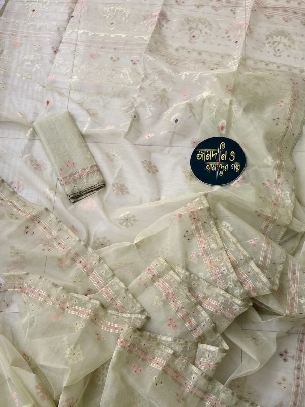 Jamdani Saree Halfsilk Ivory Color
