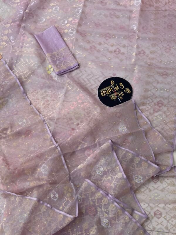 Jamdani Saree Halfsilk Light Lilac Lavender