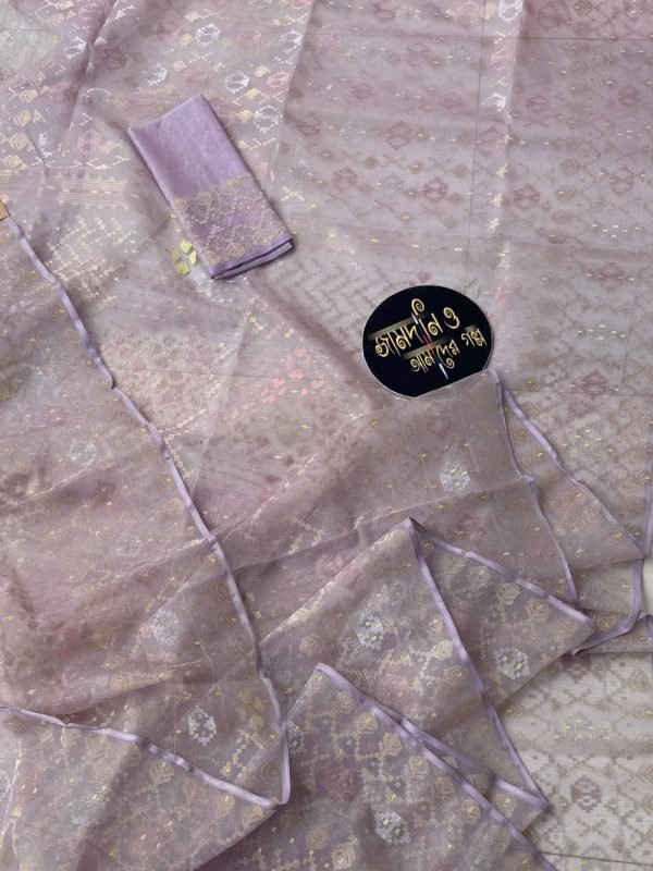 Jamdani Saree Halfsilk Light Lilac Lavender