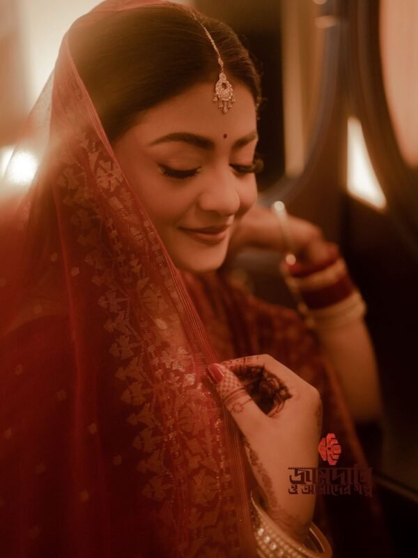 Jamdani Saree Bridal Cotton Dark Maroon