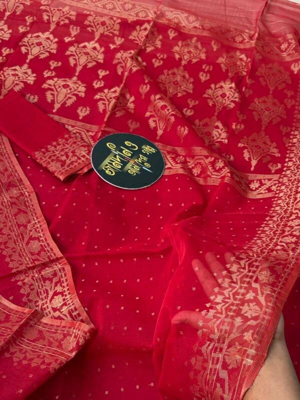 Jamdani Saree Cotton Red