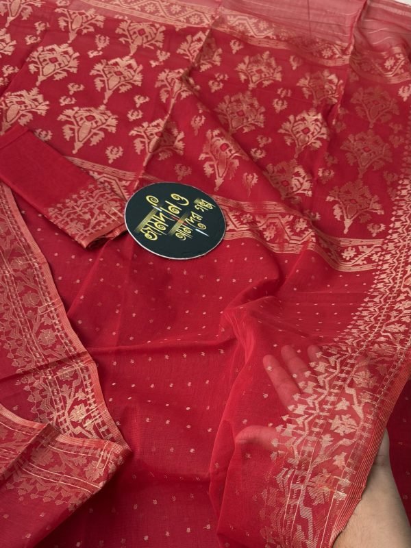 Jamdani Saree Cotton Red