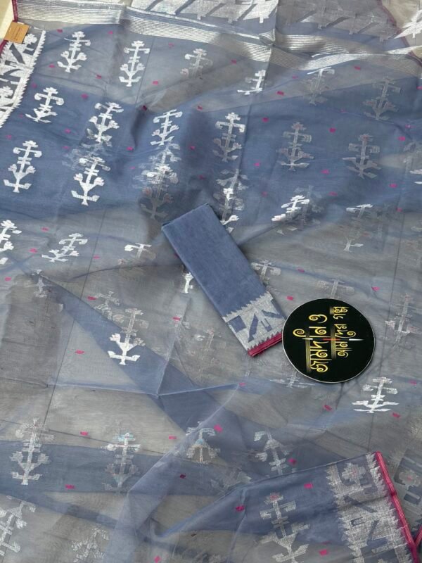 Jamdani Saree Halfsilk Ice Blue