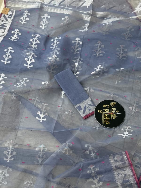 Jamdani Saree Halfsilk Ice Blue