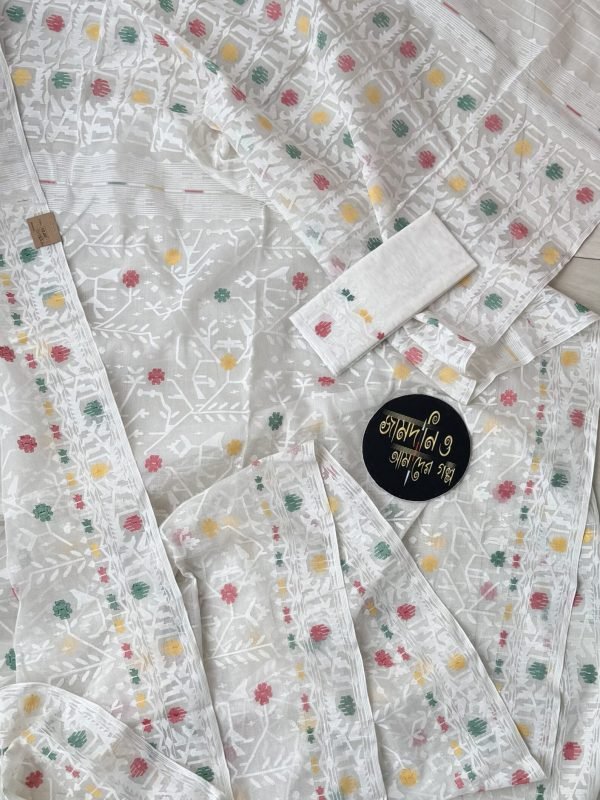 Jamdani Saree Cotton White Multi