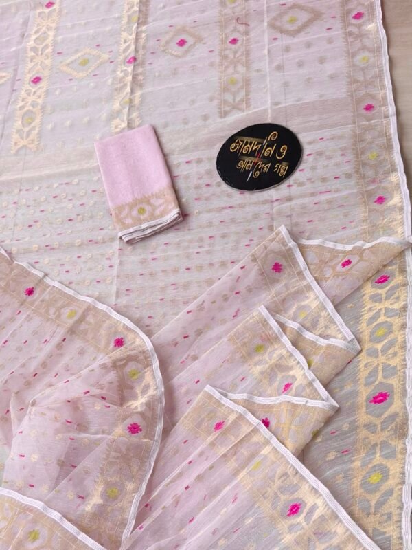 Jamdani Saree Half Silk Light Baby Pink