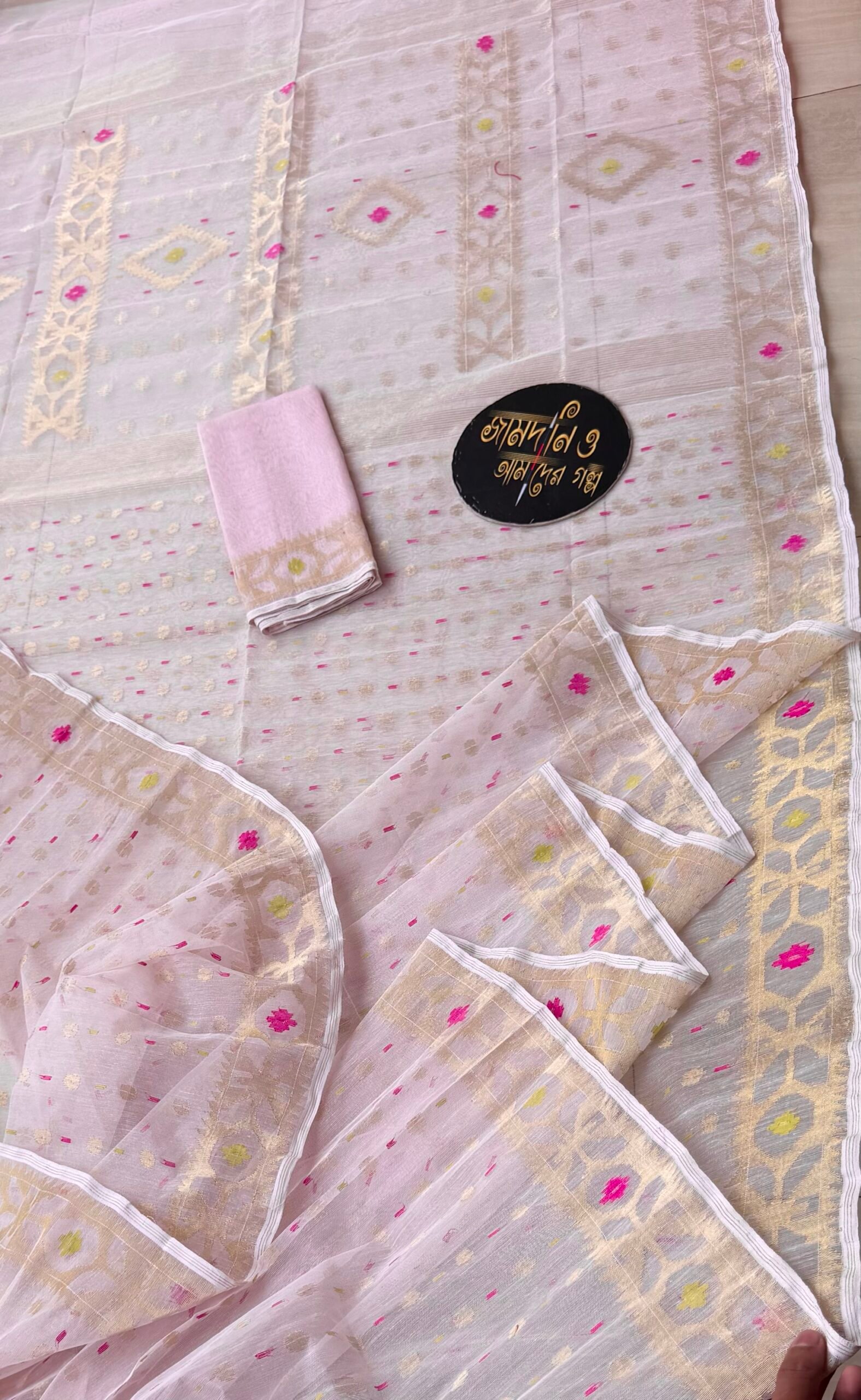 Jamdani Saree Half Silk Light Baby Pink