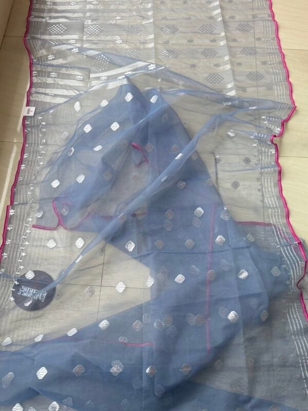 Jamdani Saree Halfsilk Ice Blue