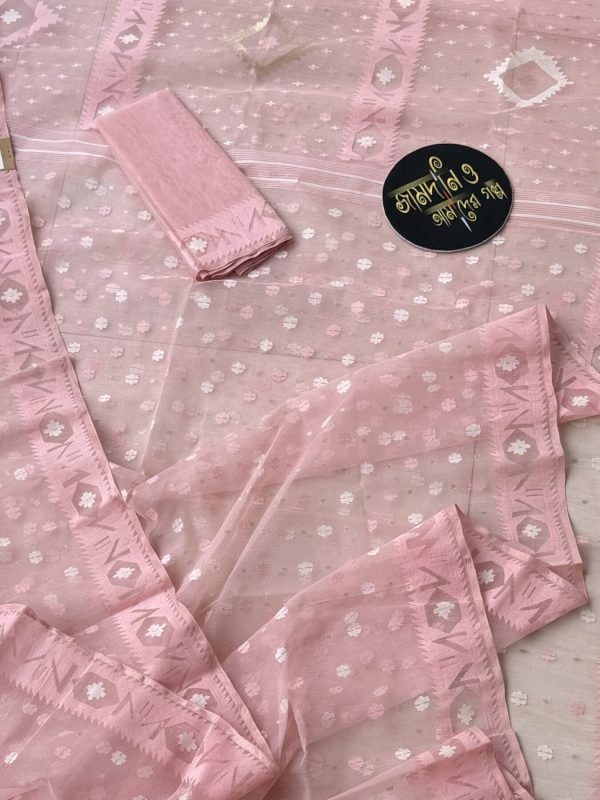 Jamdani Saree Halfsilk Pearl Pink