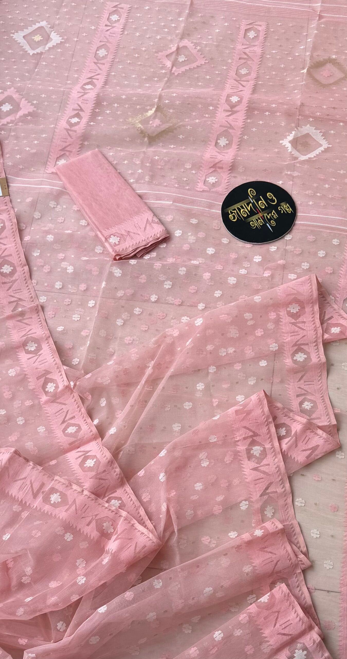 Jamdani Saree Halfsilk Pearl Pink